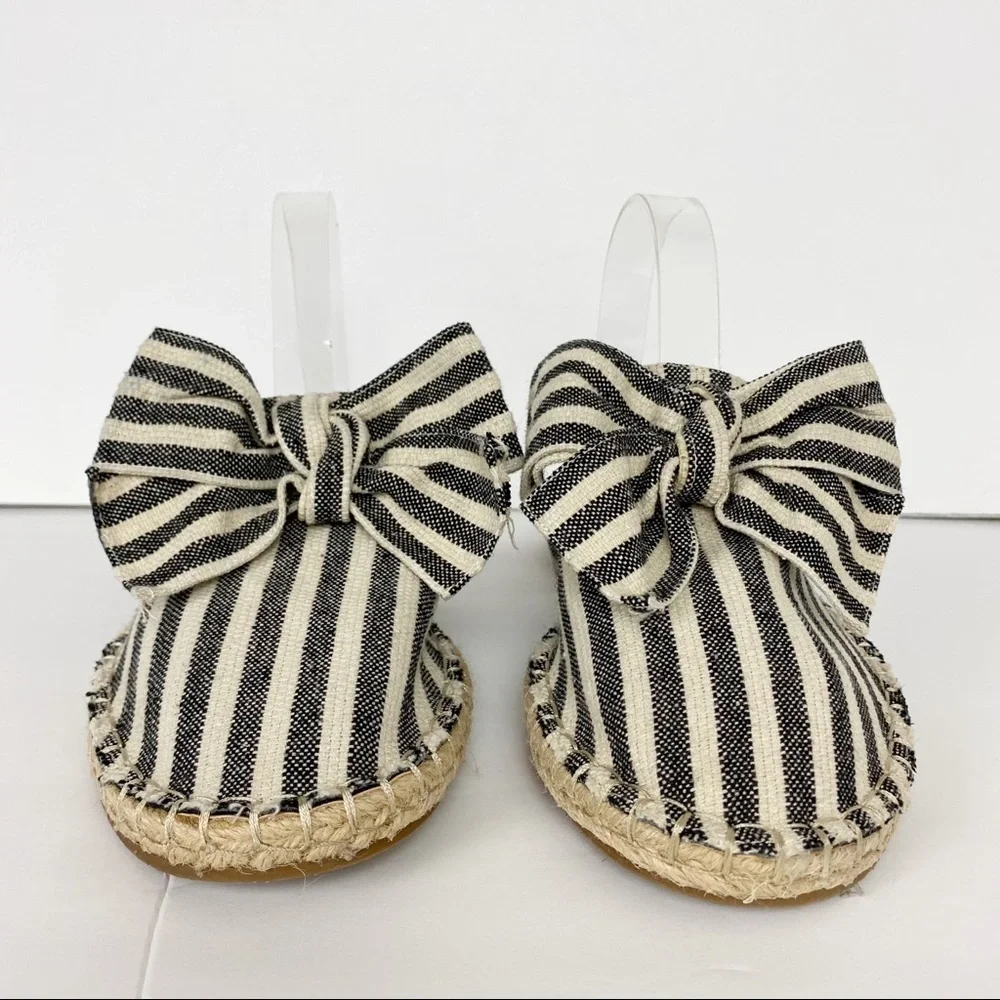 LOFT Canvas Stripe Bow Espadrille Mule Slip-On Shoes Size 10 - Picture 6 of 12